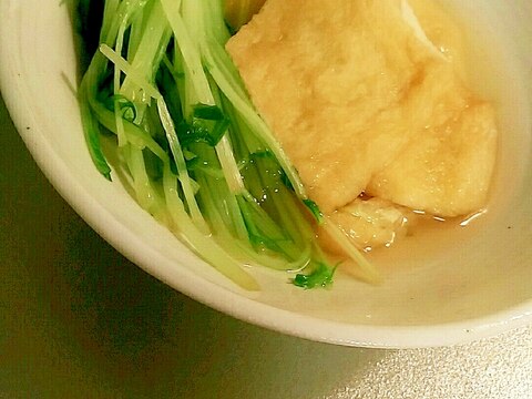 簡単小鉢♪レンジだけで水菜と油揚げの煮物